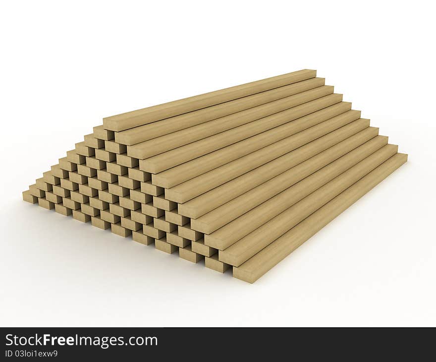 Stack of boards on white surface