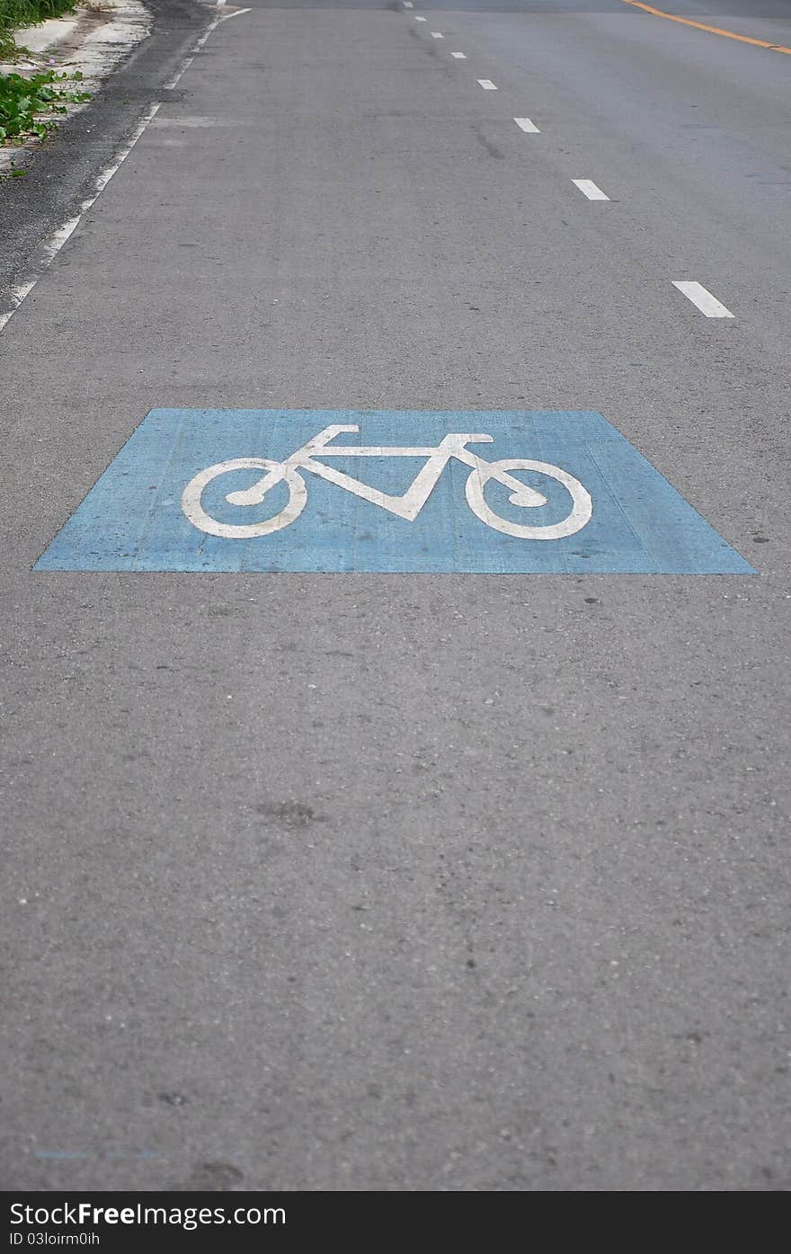 Bicycle lane on the road in thailand