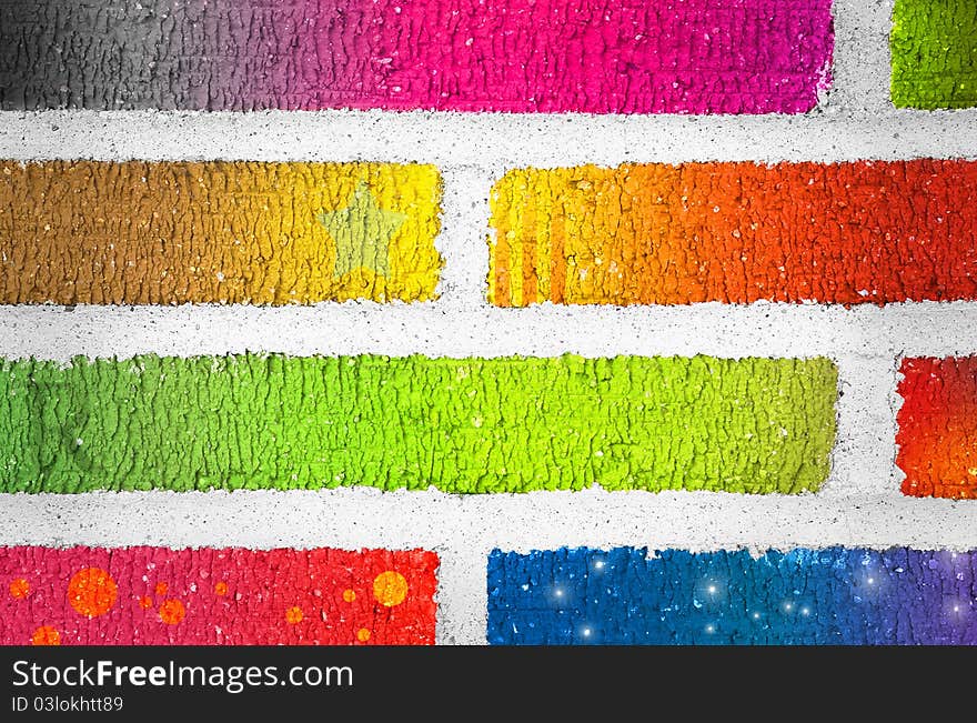 Background of multi-colored bricks in red, yellow, green, and blue. Background of multi-colored bricks in red, yellow, green, and blue