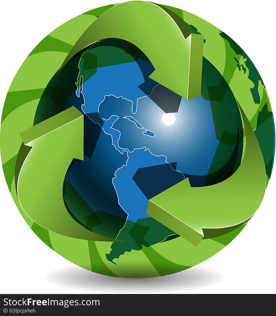 Blue globe and green arrows