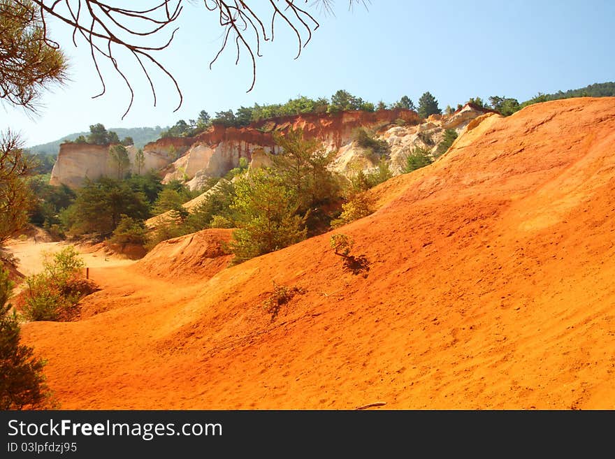 Abandoned mine ocher in provence france. Abandoned mine ocher in provence france