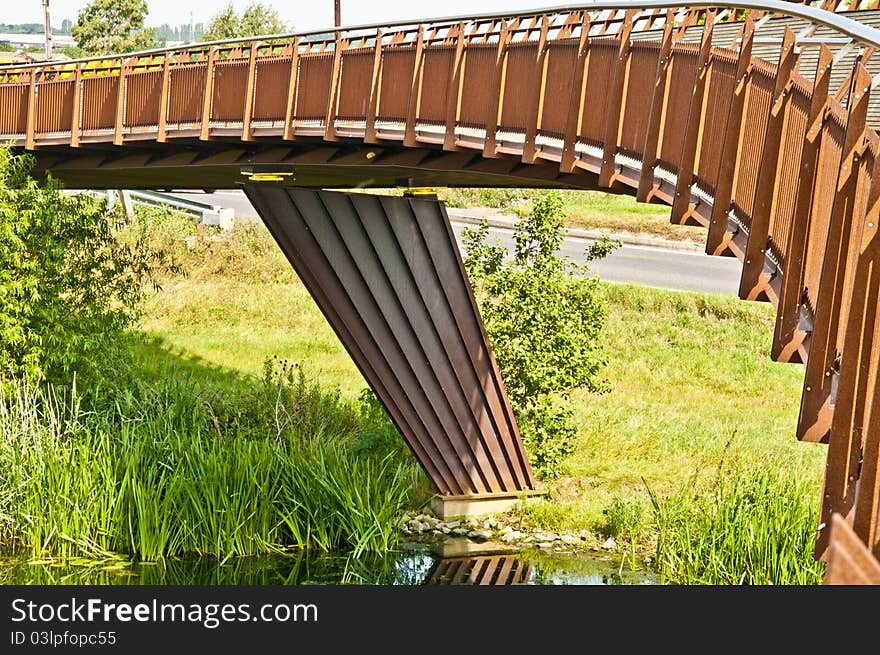 Foot bridge & cycle way over river Nene UK