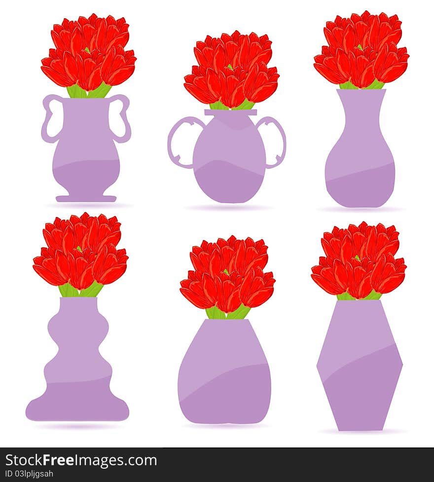 Set of flower vase illustration. Set of flower vase illustration