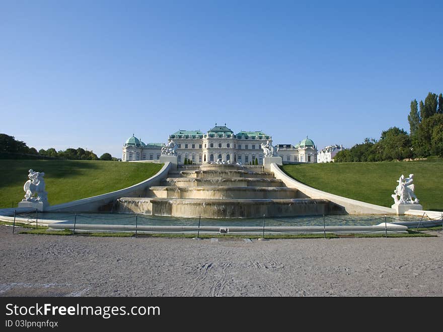 Upper Belvedere and Fountain view from north. Upper Belvedere and Fountain view from north.