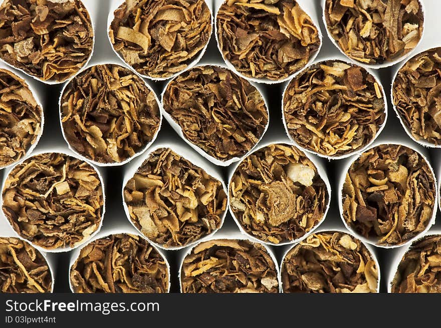 Stack of cigarettes, macro photography