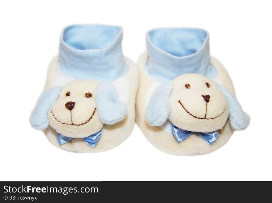 Baby shoes on white background