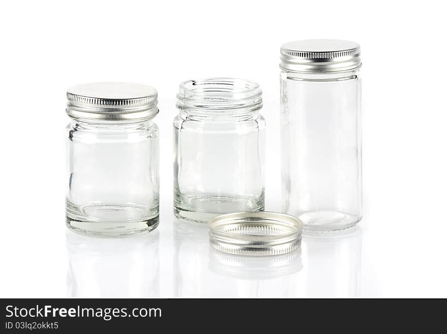 Group of empty pills bottle on white background. Group of empty pills bottle on white background