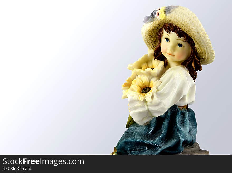 Porcelain figure girl with flowers