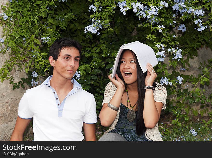 Chinese and italian students at cumpus