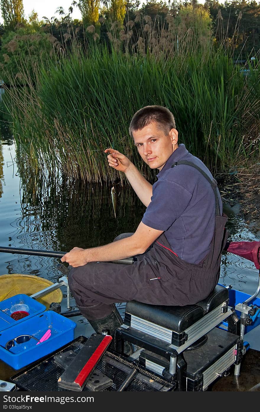 Fishing on the lake in the southern part of Poland