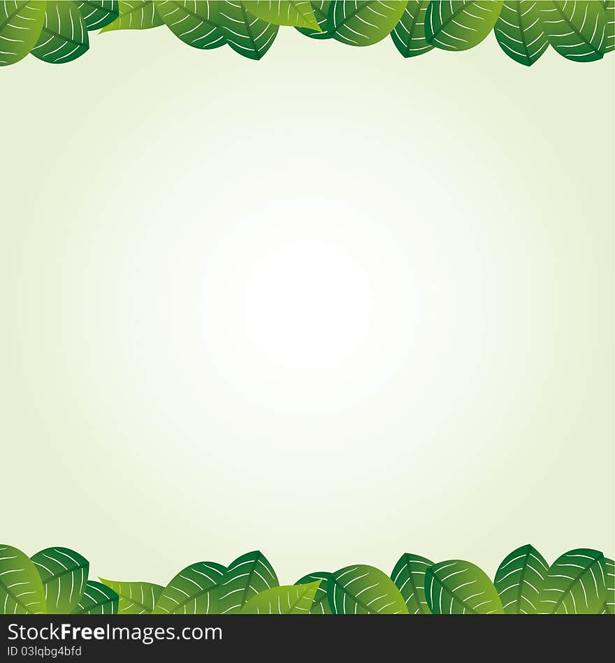 Green leafs over green and white background. illustration. Green leafs over green and white background. illustration