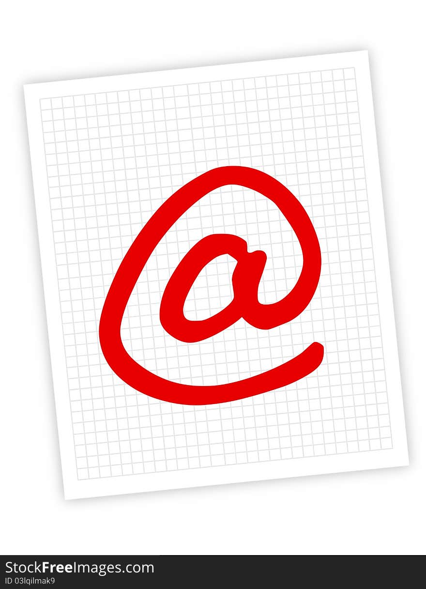 Red contact sign over white paper over white background