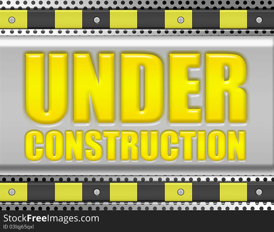 Yellow, gray and black under construction over gray background.illustration