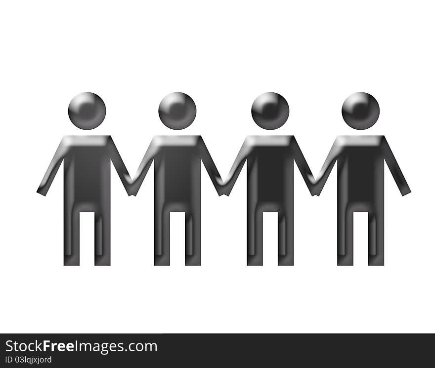 Black mend holding hands isolated over white background. Black mend holding hands isolated over white background