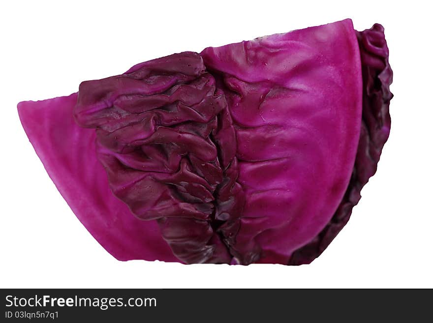 Slice of red cabbage isolated on white