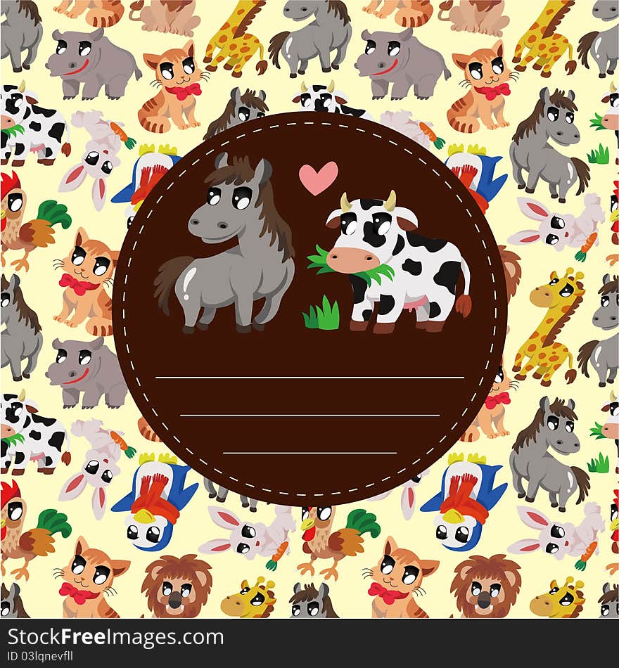 Cartoon animal card