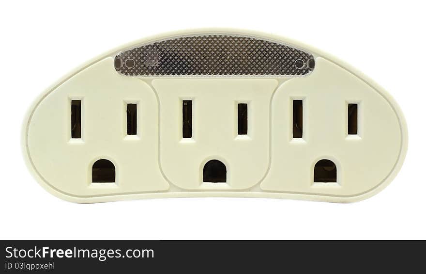 Isolated photo of an American electrical outlet tri-tap expanded. Isolated photo of an American electrical outlet tri-tap expanded.