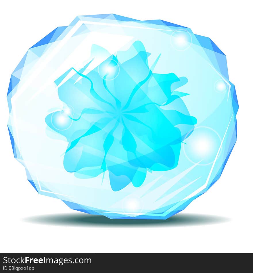 Blue crystal with flower