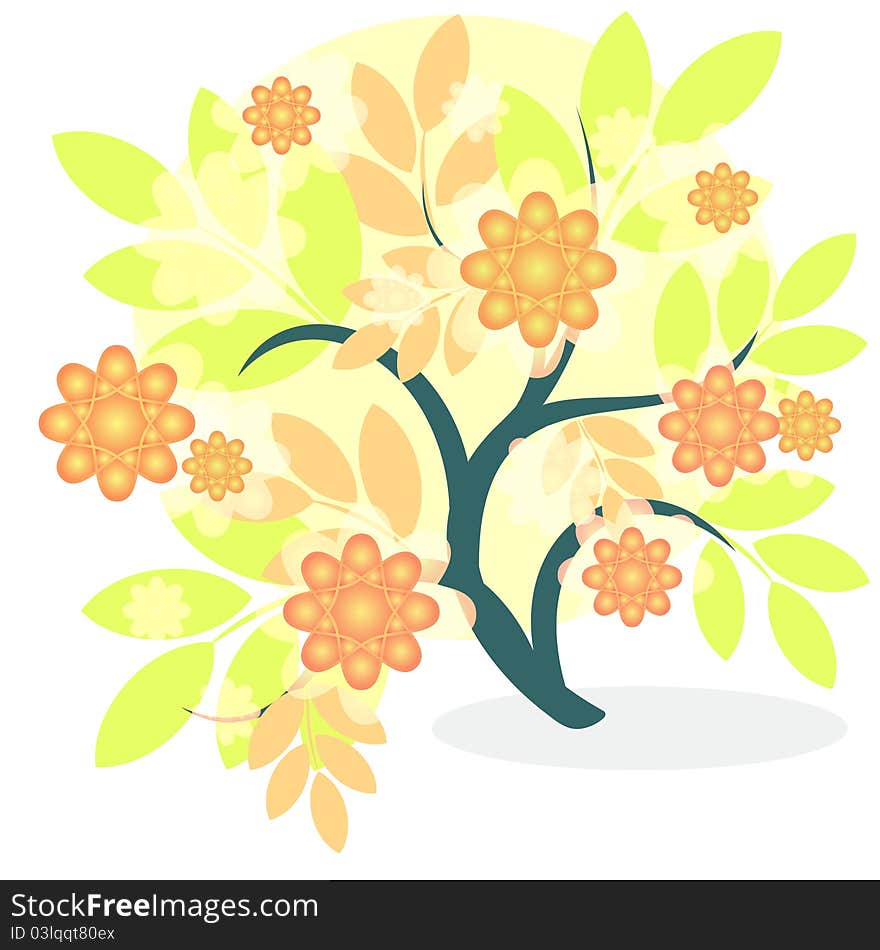 Abstract tree with flowers