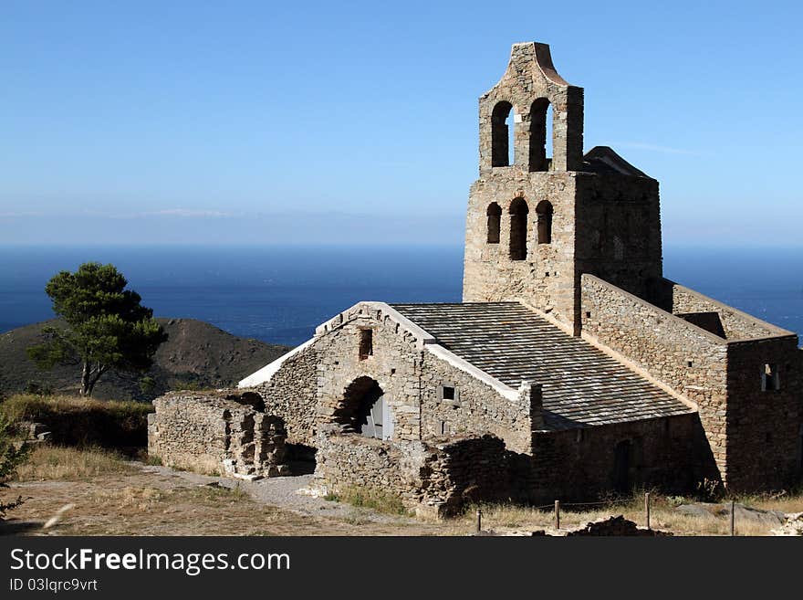 Details of a church, santa helena de rodes, in the North East of Catalonia, Spain.