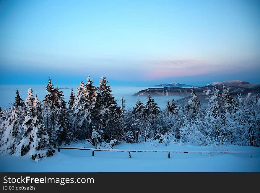 Winter country full of snow in Beskydy mountains. Winter country full of snow in Beskydy mountains.