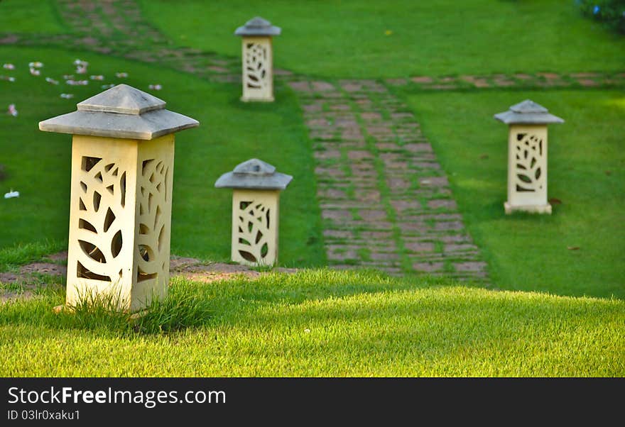 Cement lamp in the Garden