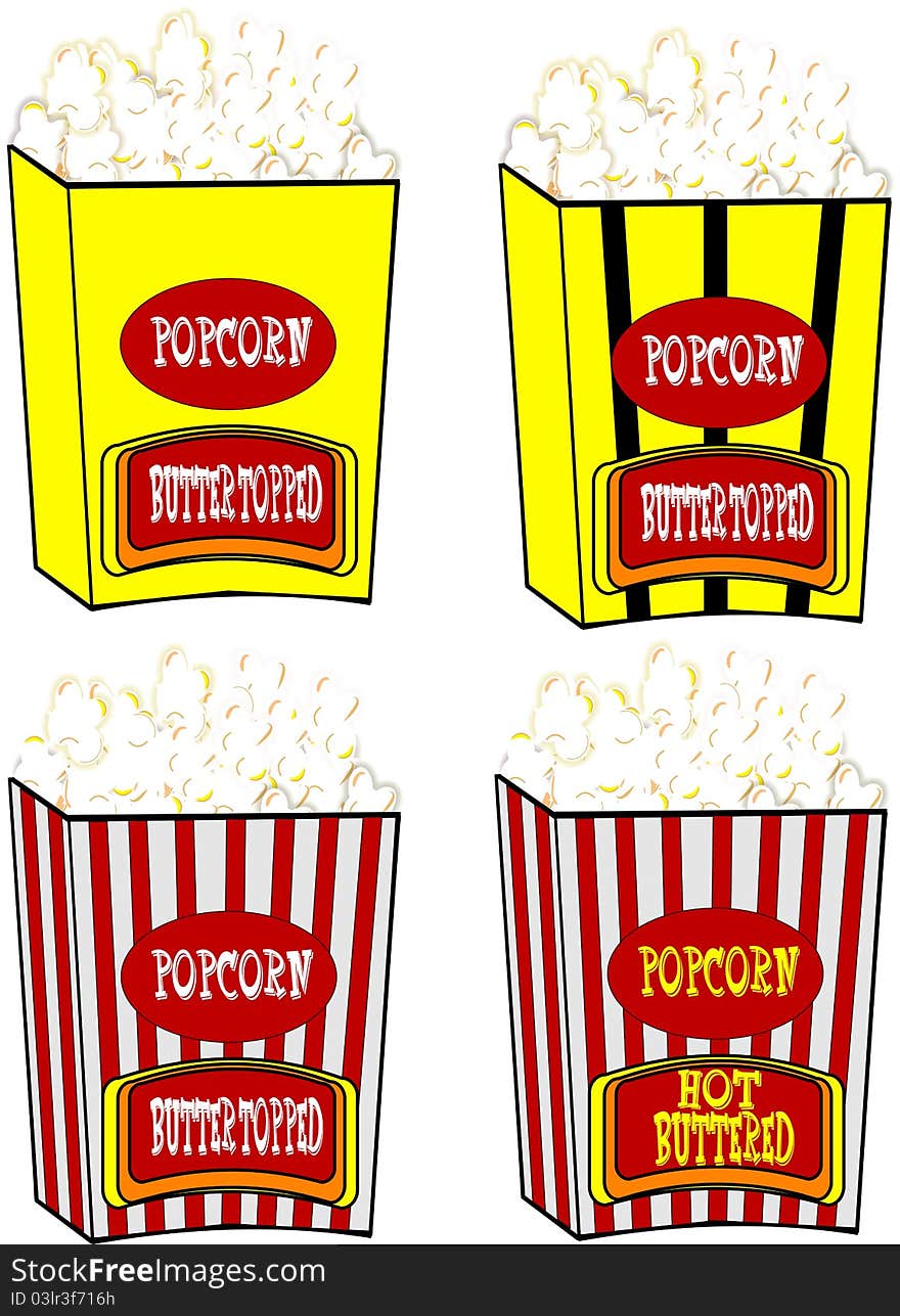 Popcorn in various styles