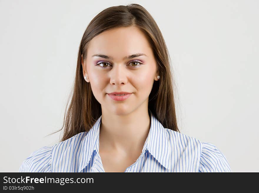 Portrait of happy smiling business woman, isolated on white background. Portrait of happy smiling business woman, isolated on white background