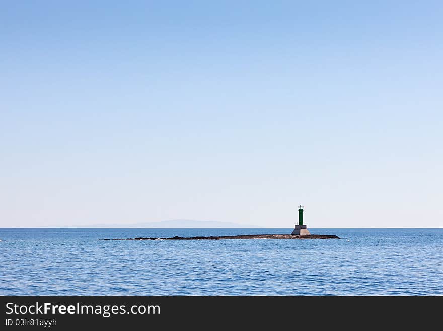 Lighted beacon tower, Adriatic sea, Croatia near Rogoznica. Lighted beacon tower, Adriatic sea, Croatia near Rogoznica