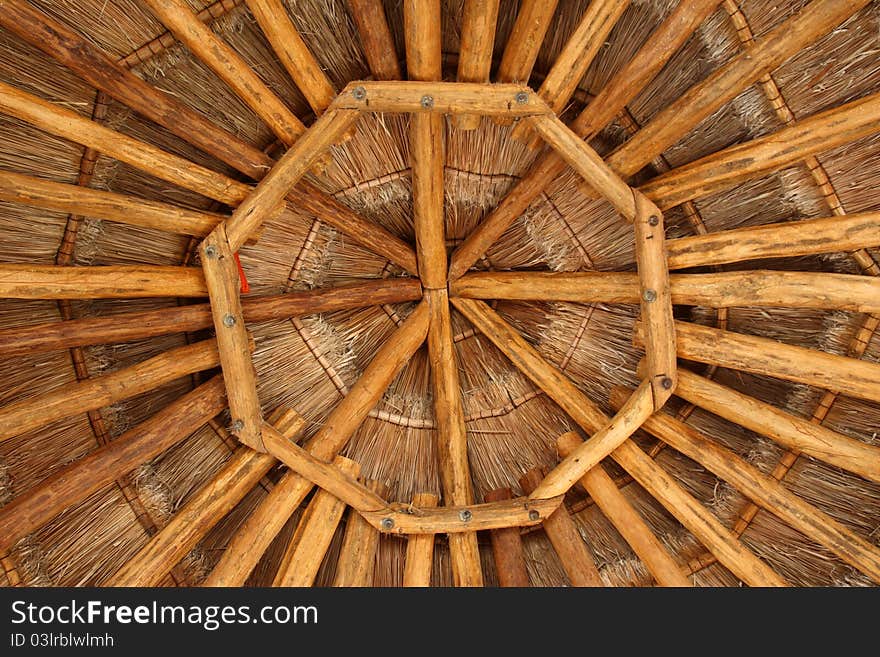 Nice umbrella at the beach, foto taken from the inside. Nice umbrella at the beach, foto taken from the inside