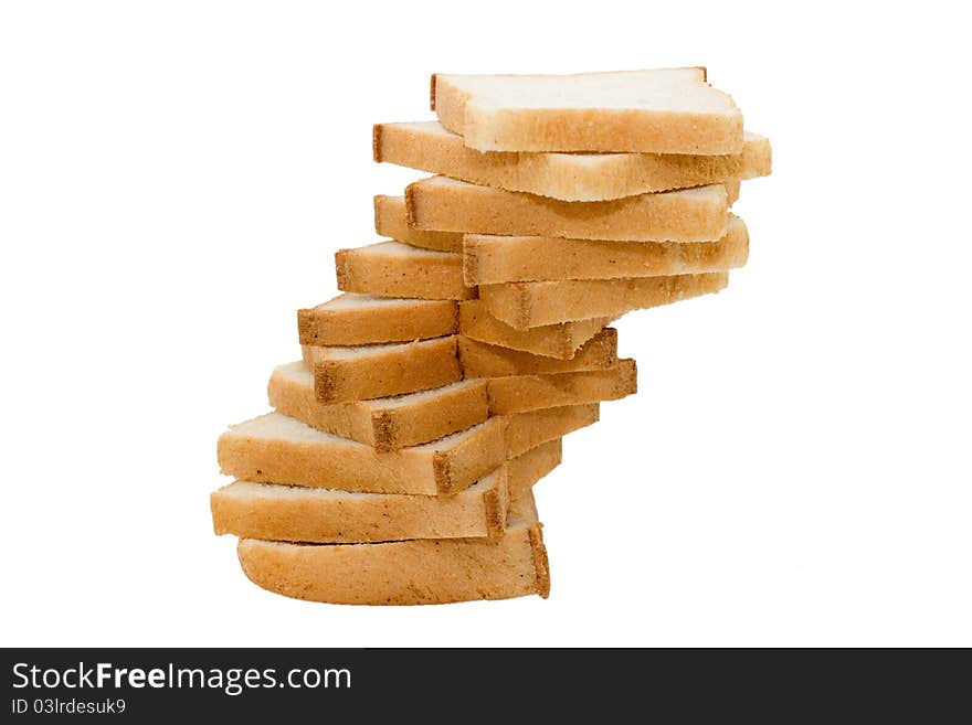 Pile of toast bread isolated on white background