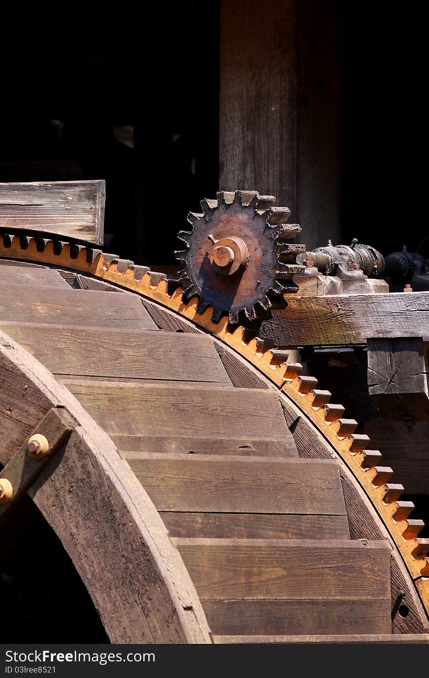 Close up shot of old Yates mill wheel. Close up shot of old Yates mill wheel