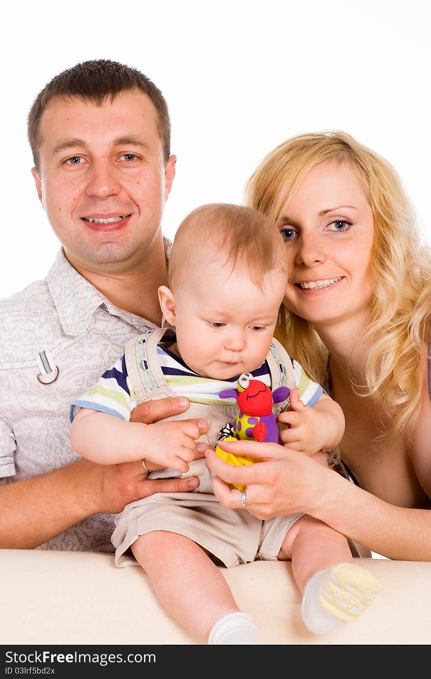 Portrait of a beautiful family on a white. Portrait of a beautiful family on a white