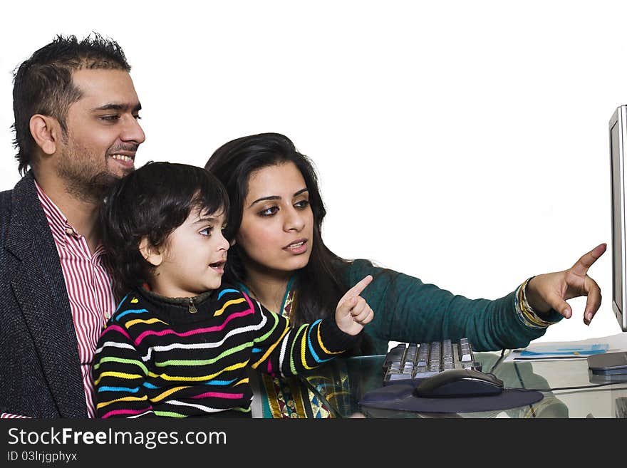 Happy multi ethnic family of three enjoying together. Happy multi ethnic family of three enjoying together