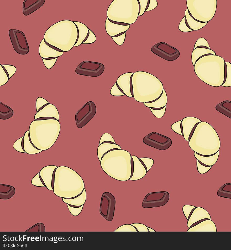 Seamless wallpaper with croissant and chocolate