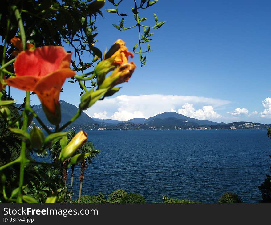 View from Isola Bella Lago Maggiore Italy