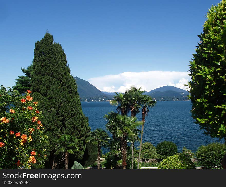 View from Isola Bella Lago Maggiore Italy