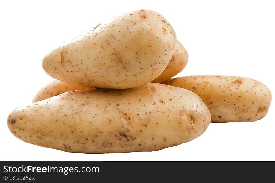 Close up fresh potatoes isolated on a white background. Close up fresh potatoes isolated on a white background.