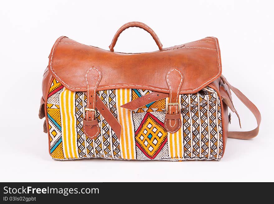 Brown travel bag isolated on a white background. Brown travel bag isolated on a white background