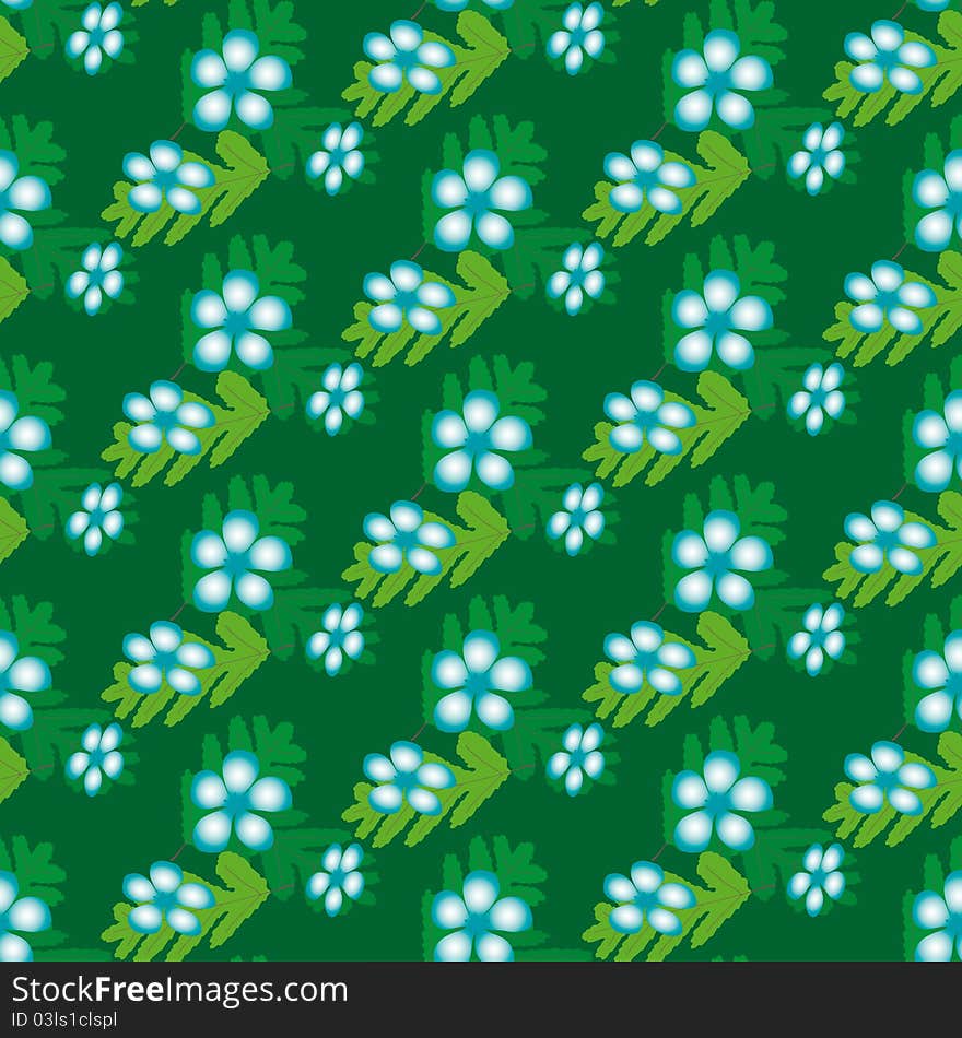 Seamless green background with flowers. Seamless green background with flowers