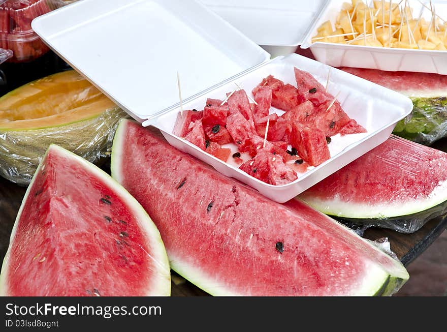 Watermelons at a farmers market