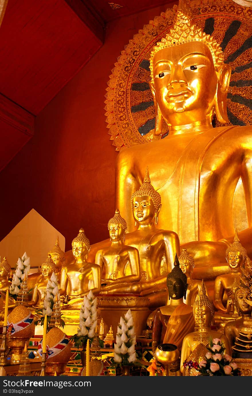 Buddha image in a temple in Chiang Mai, Thailand