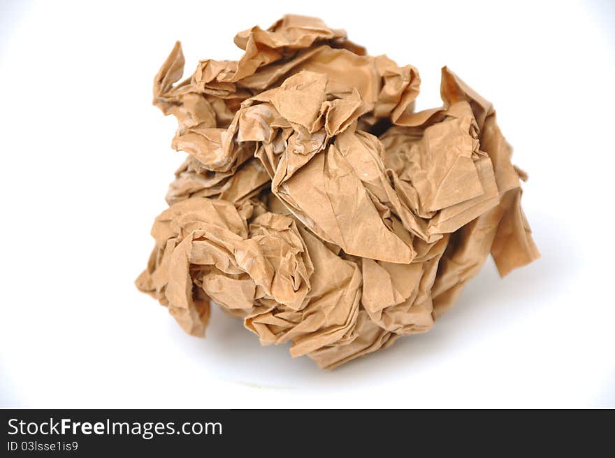 Close-up of brown crumpled paper ball