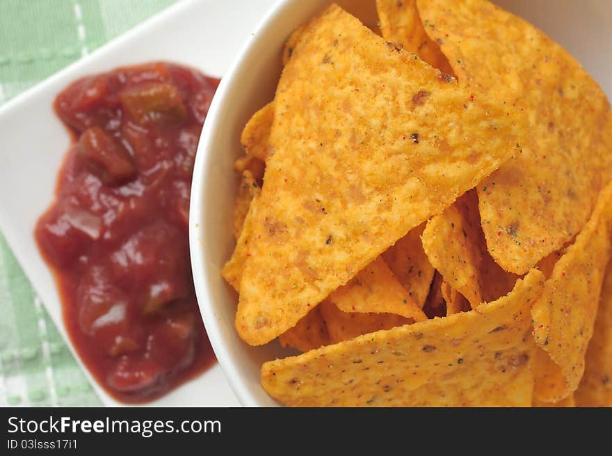 Tortilla chips with salsa