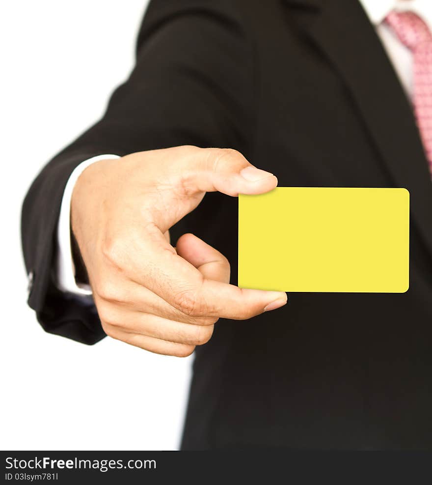 Business Man With Empty Card In Hand