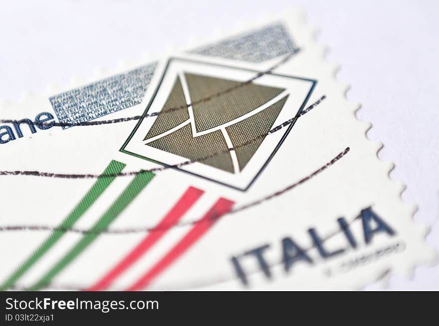 Macro of stamp from italy. Macro of stamp from italy