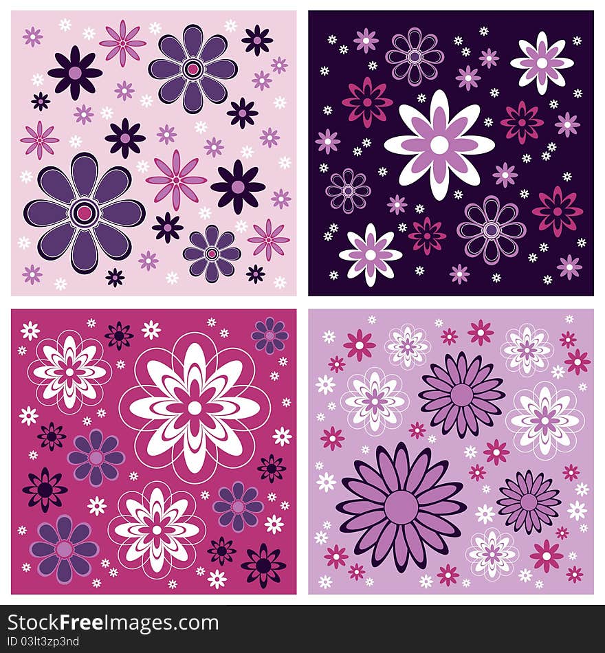 Set of four purple and pink backgrounds. Set of four purple and pink backgrounds