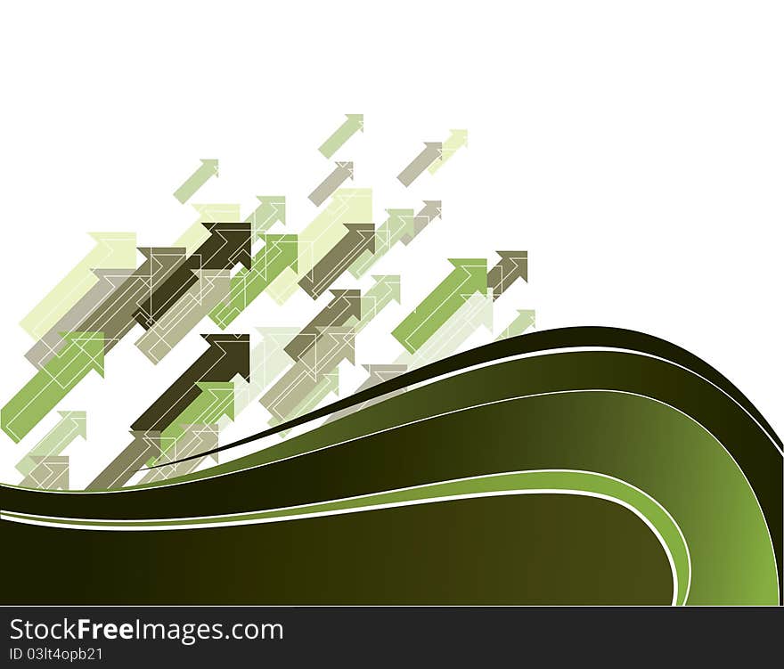 Green abstract background with arrows