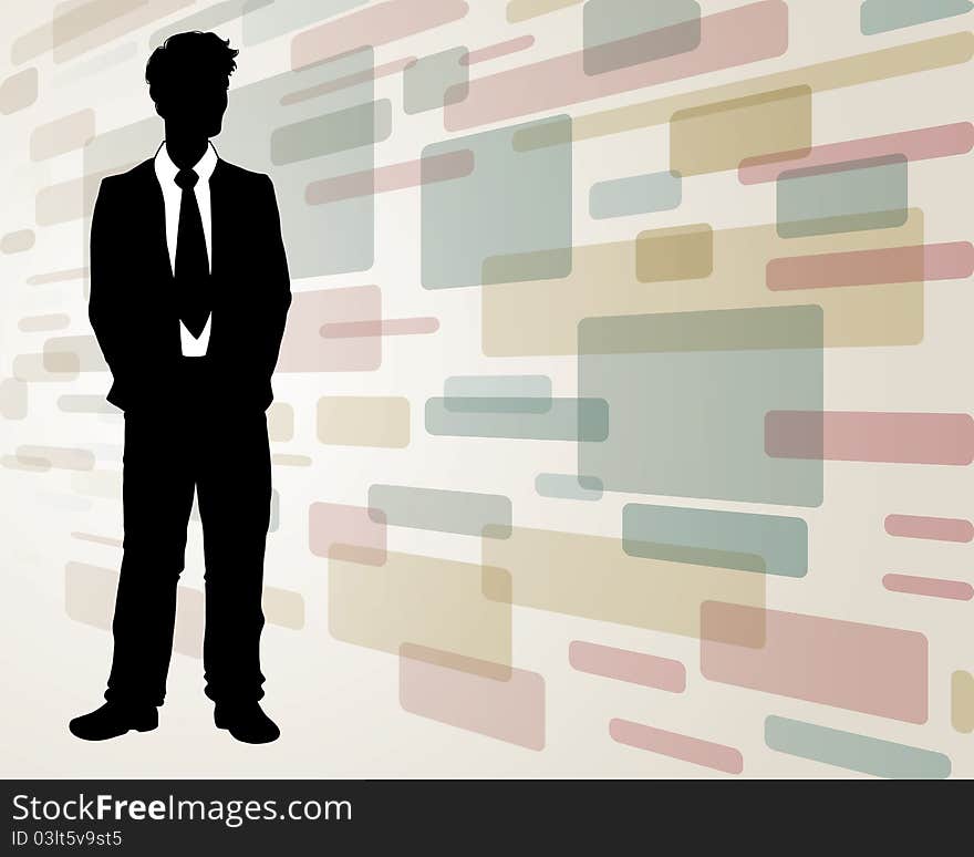 An illustration of a business man on an abstract background. An illustration of a business man on an abstract background.