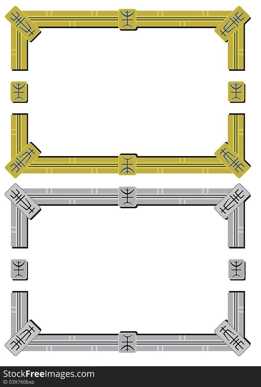 Two rectangular frames with ethnic motifs. Two rectangular frames with ethnic motifs